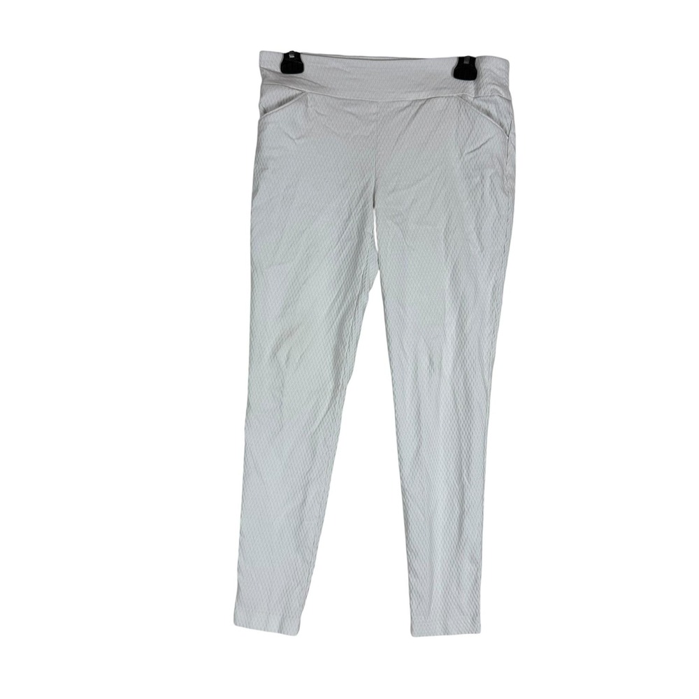 Versona Pants‎ Womens 4 White Textured Knit Ankle Slim Pull On Stretch Pockets